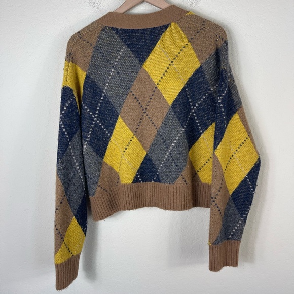 RE/DONE 90s Cropped Cardigan Argyle Sweater Size Large - Picture 8 of 8